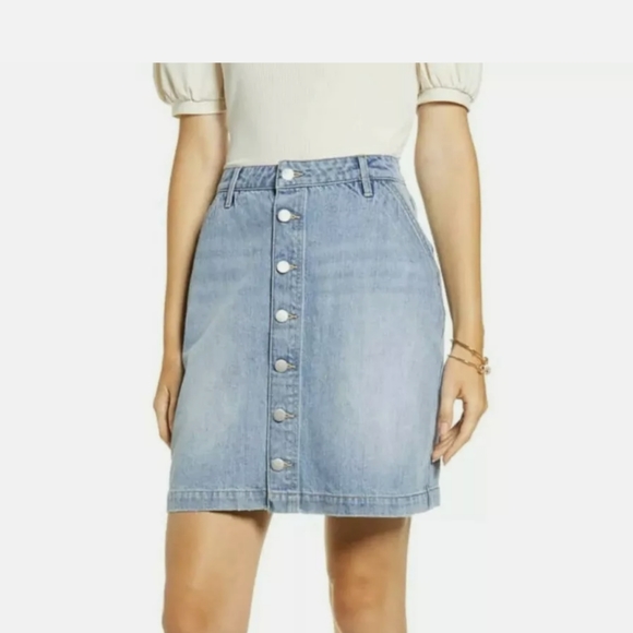 NWT Rachell Parcell Button Front Denim A-Line i20 - Picture 2 of 6